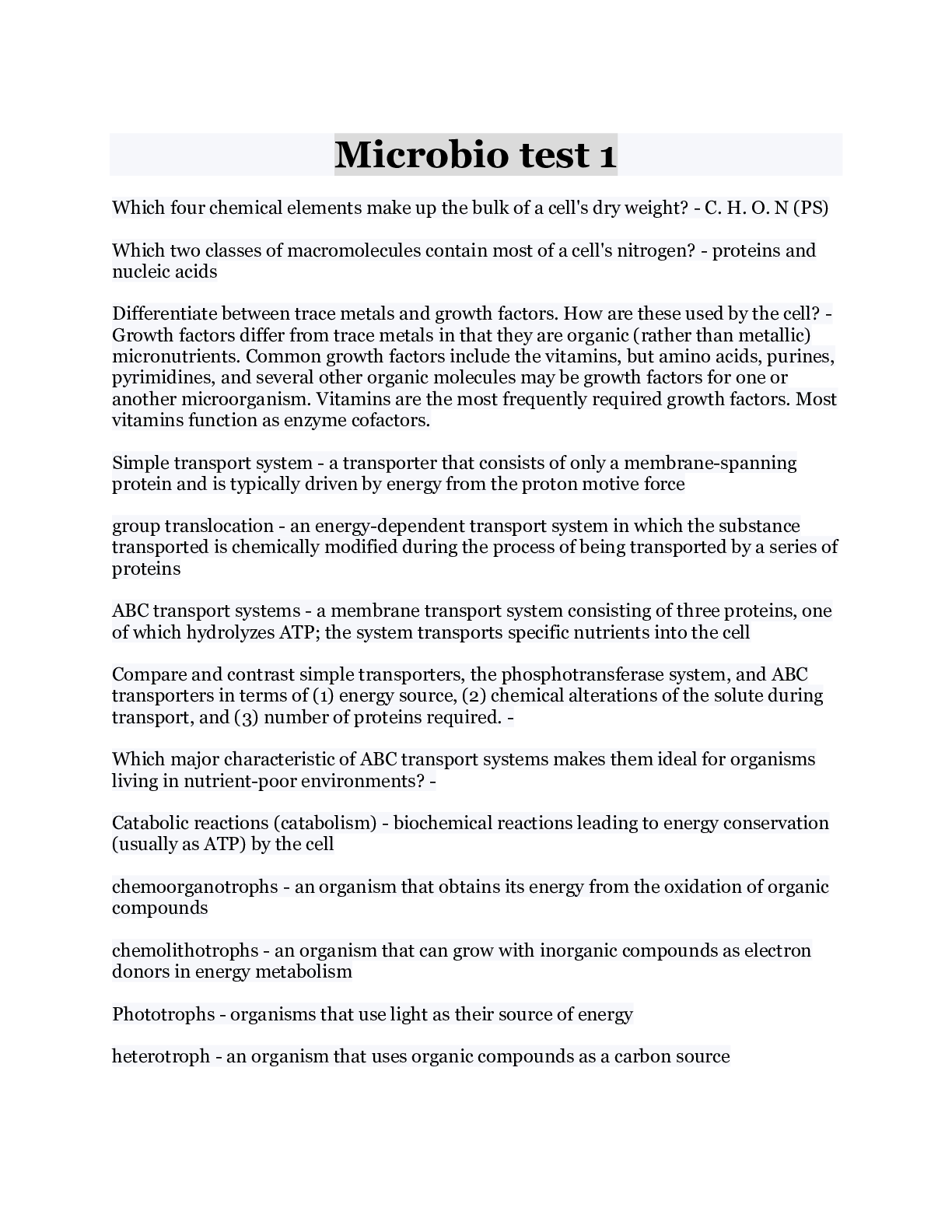 Preview image of Microbio test 1 document